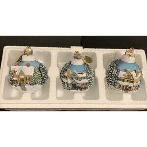 Thomas Kinkade Winter Memories Houses Ornament Collection Bradford Ed Victorian